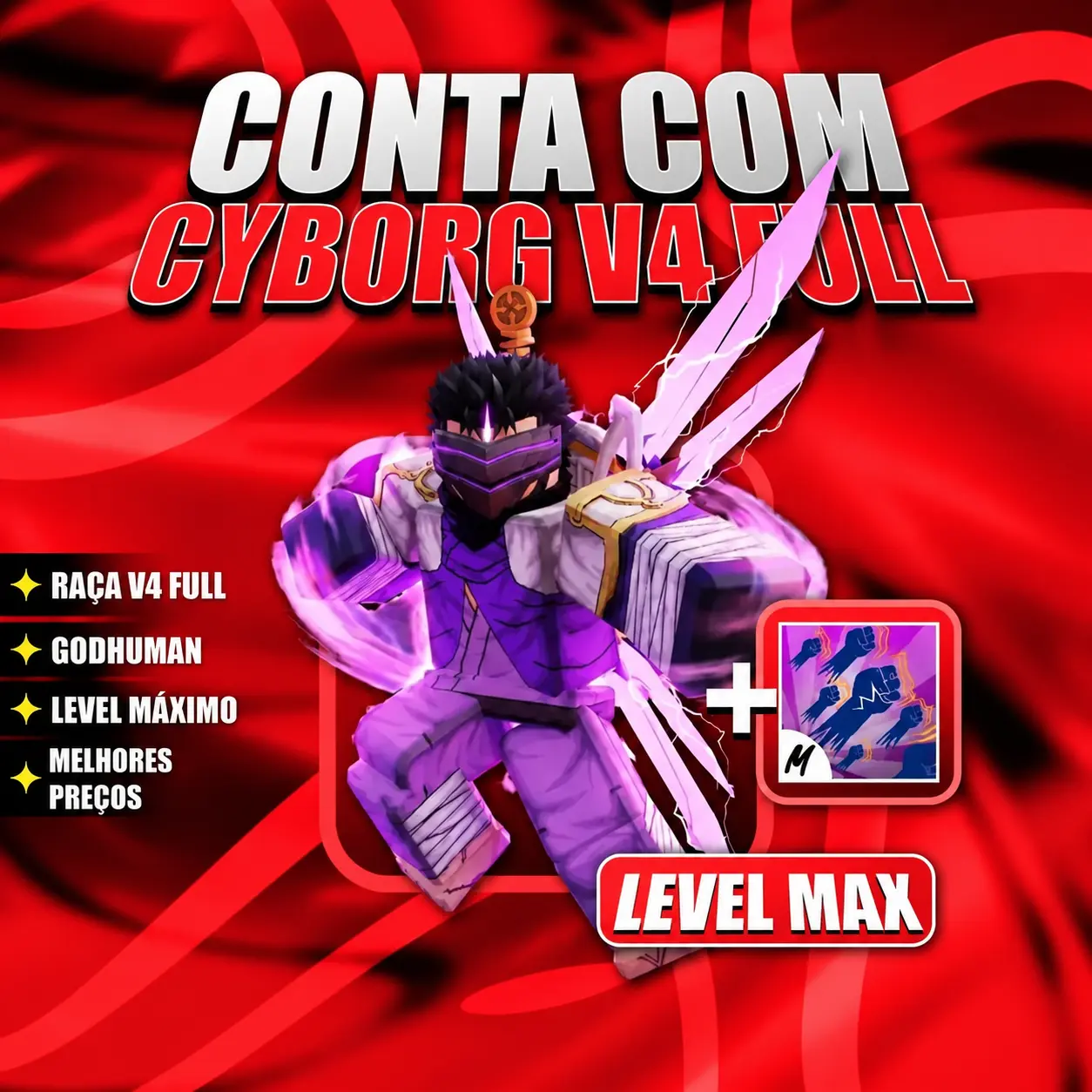 『 🧬 』 CYBORG V4 FULL + GODHUMAN + LEVEL MÁX