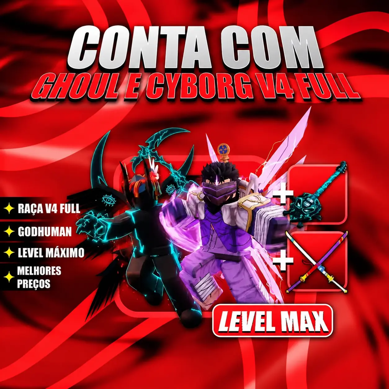 『 🧬 』 GHOUL E CYBORG V4 FULL + GODHUMAN + LEVEL MÁX
