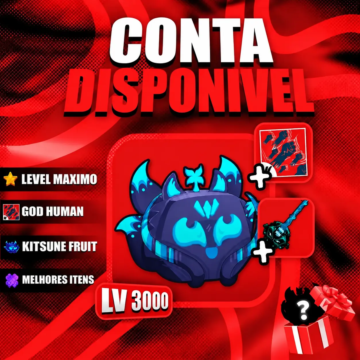 『 🦊 』 KITSUNE FRUIT + GODHUMAN + LEVEL MÁX