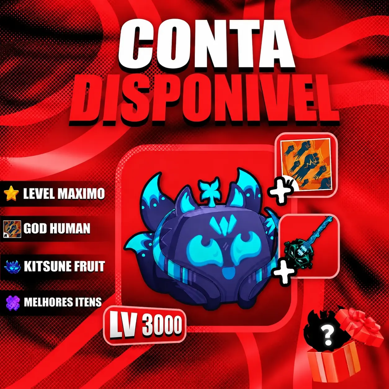 『 🦊 』 KITSUNE FRUIT + GODHUMAN + LEVEL MÁX